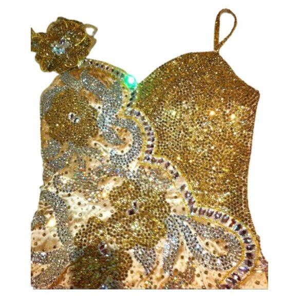 👑Work of art Swarovski Crystals Couture Pageant Prom One of a kind Custom Dress - Picture 2 of 12